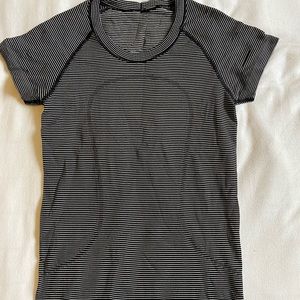 Black and white Lululemon striped top.
